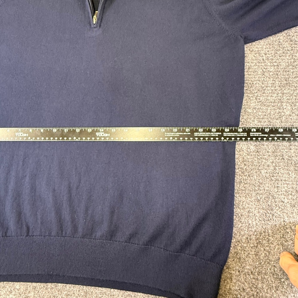 LLBean Mens Quarter Zip Sweater Navy Blue 95 Cotton 5 Cashmere‎ XXL REG  sporty - Picture 11 of 16